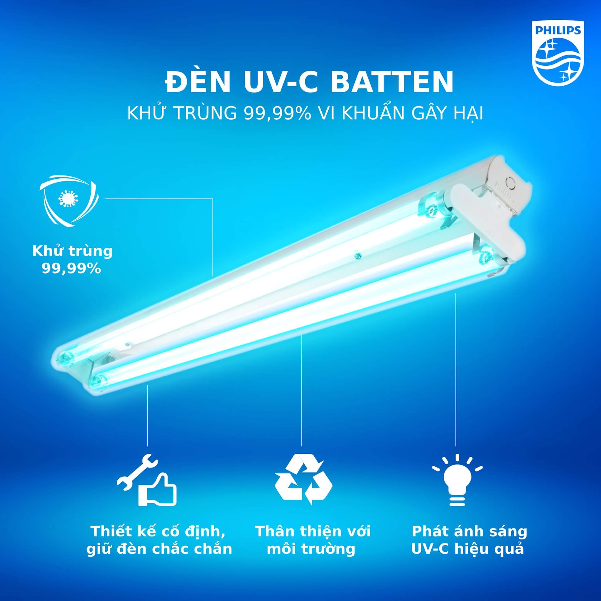 Bộ máng đèn Philips UV-C Batten 2xTUV 36W SLV/6 Bộ máng đèn Philips UV-C Batten 2xTUV 36W SLV/6