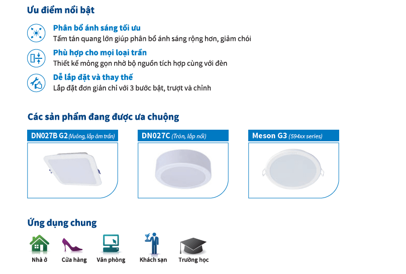 Bộ đèn downlight âm trần LED Philips DN027B G2 LED6/WW 7W 220-240V D90 RD