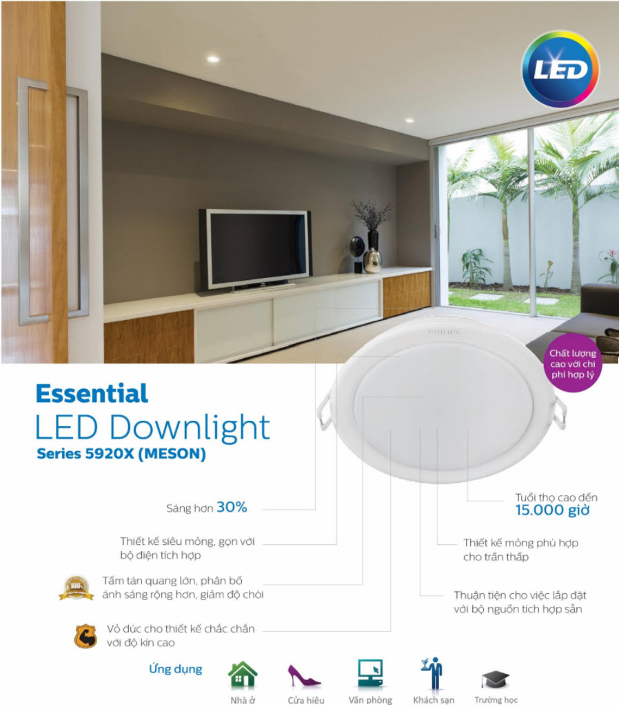 Đèn dowlight âm trần led Philips 59202 7W ánh sáng trung tính 4000K Đèn dowlight âm trần led Philips 59202 7W ánh sáng trung tính 4000K
