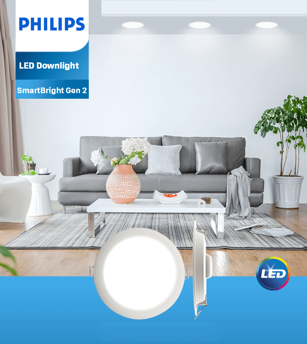 Bộ đèn downlight âm trần LED Philips DN020B G2 LED12/CW 15W 220-240V D150 GM