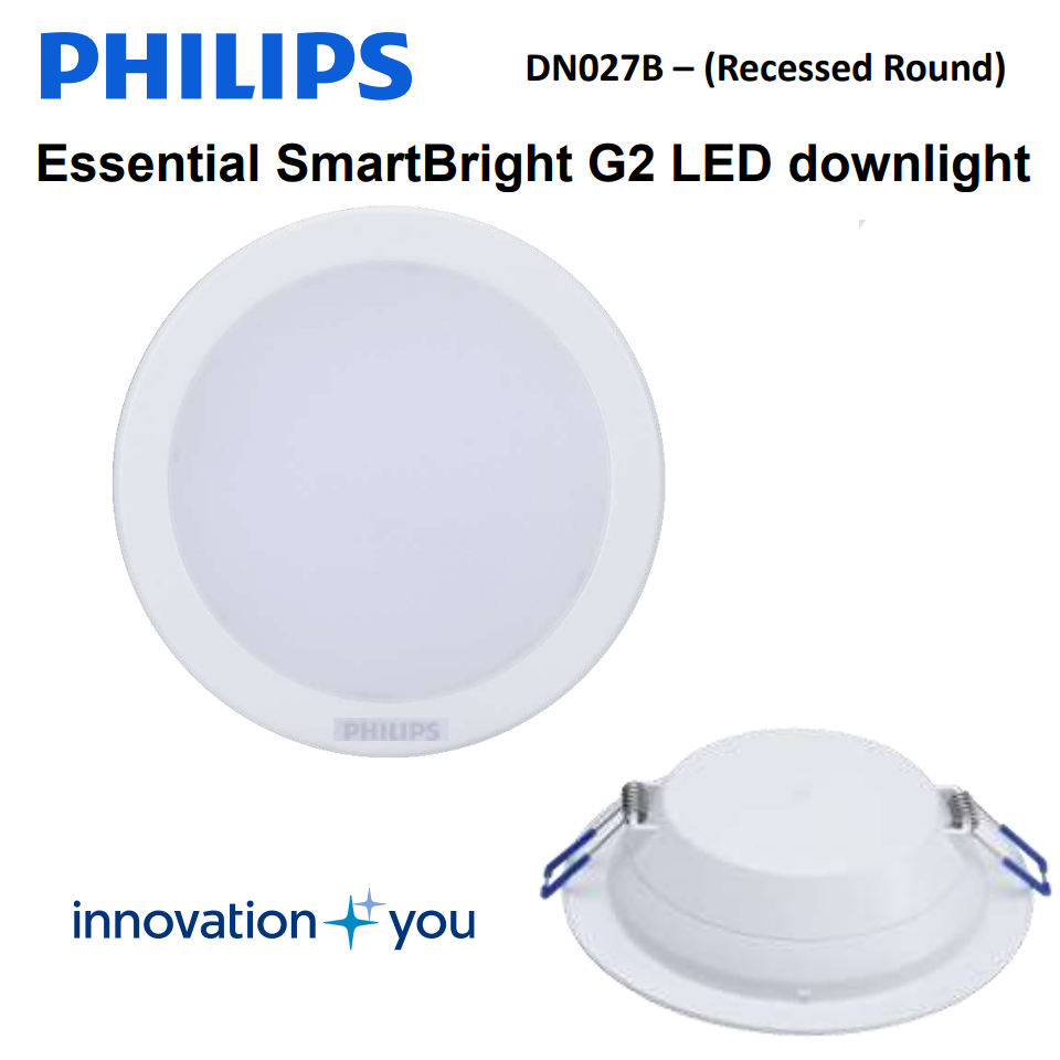 Bộ đèn downlight âm trần LED Philips DN027B LED6/WW D100 RD 7W/3000K